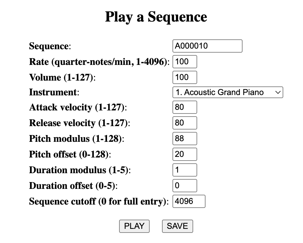 Knobs available to produce a MIDI file.